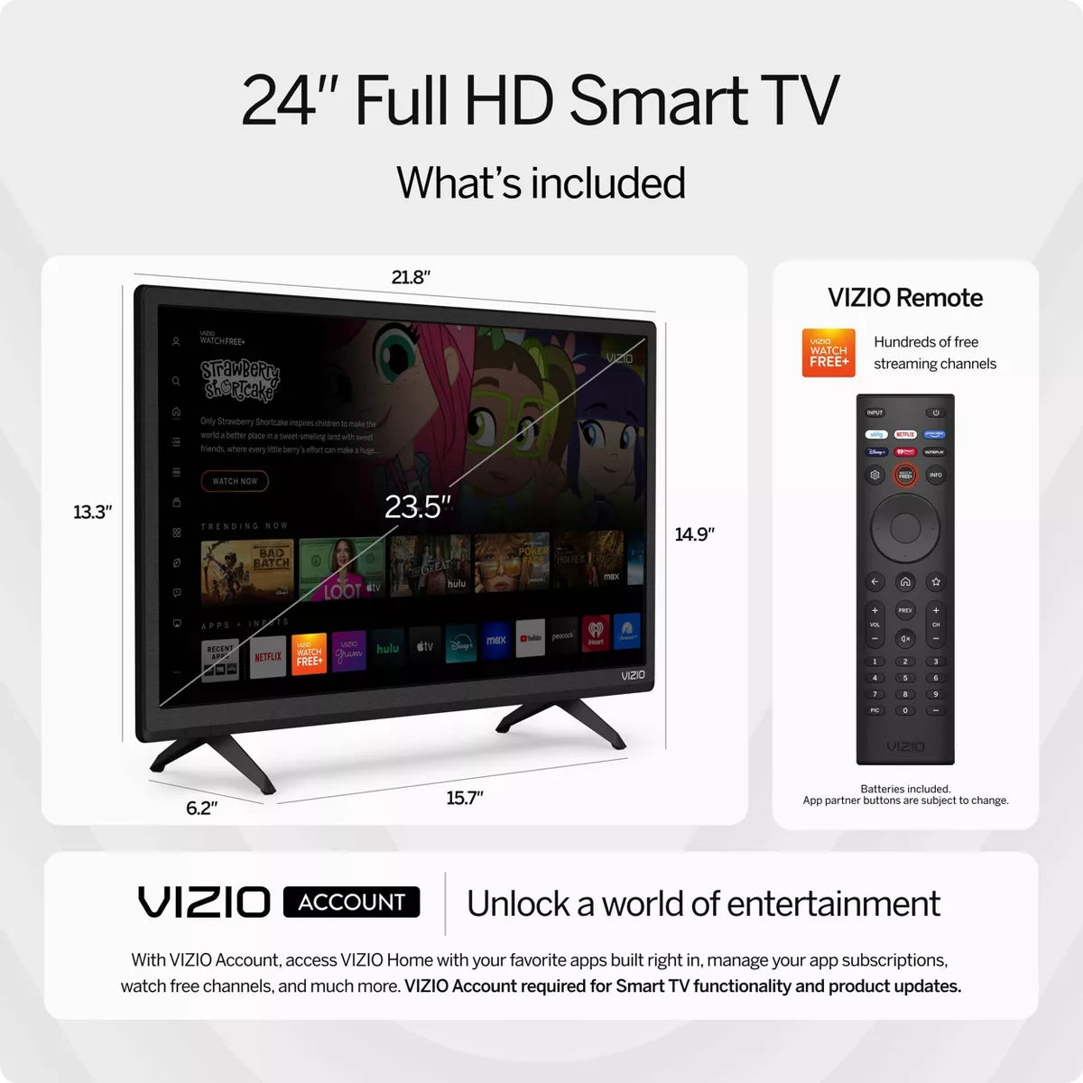 VIZIO D-Series 24" Class 1080P FHD Full-Array LED Smart TV - D24F-J09