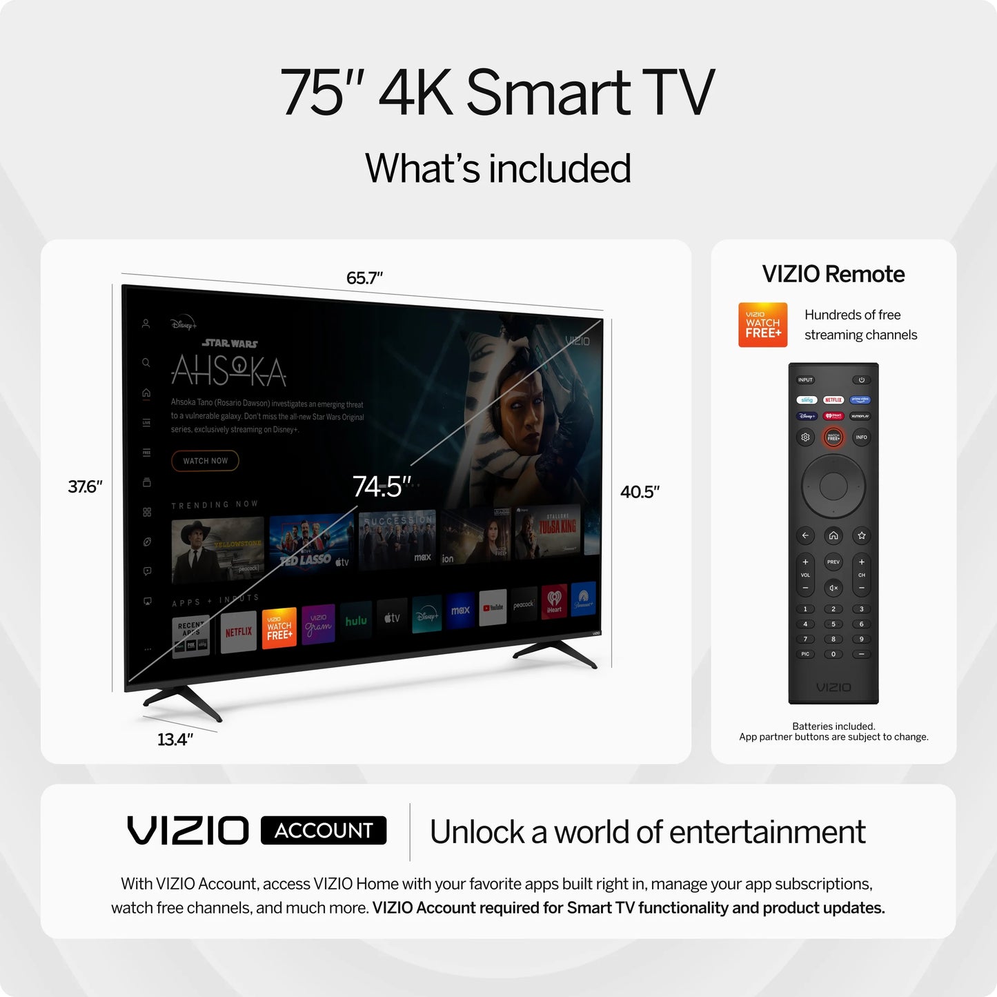 75” Class 4K UHD LED HDR Limited Edition Smart TV (NEW) V4K75S-0804
