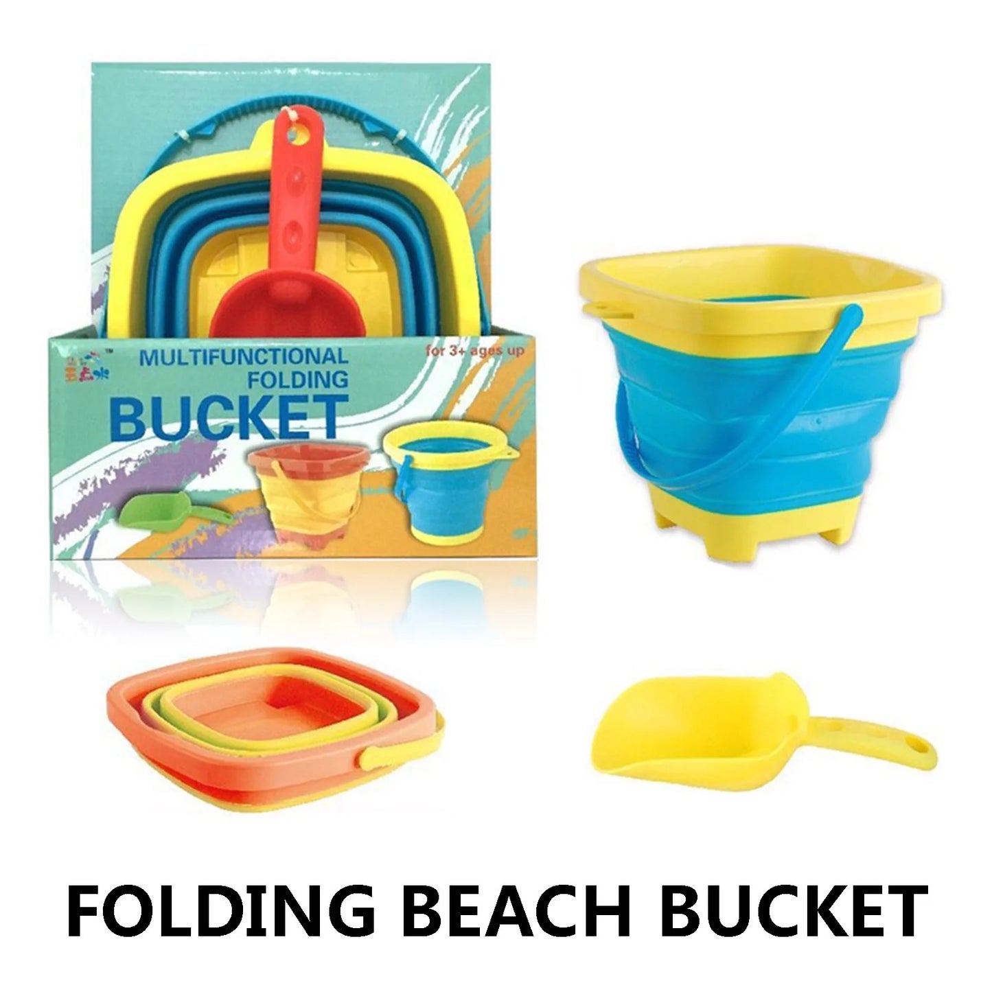 Soft Plastic Folding Bucket Portable Summer Beach Water Toy Telescopic Bucket