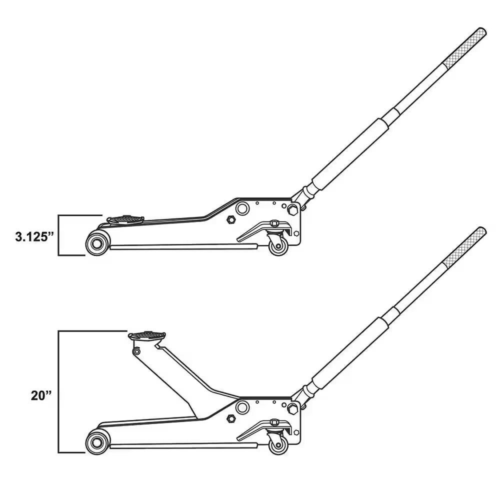 3-Ton Low Profile Floor Jack with Quick Lift and 3-Ton Jack Stands in Blue