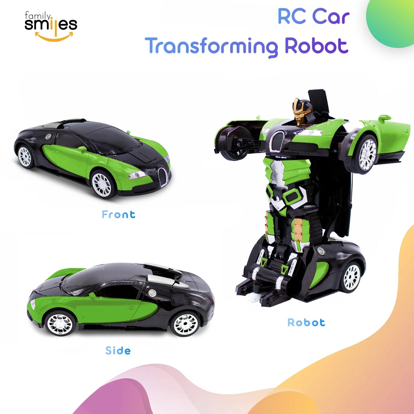Kids Transforming Robot RC Car Toys Boys 8-13 Remote Control Gift 2 Batteries