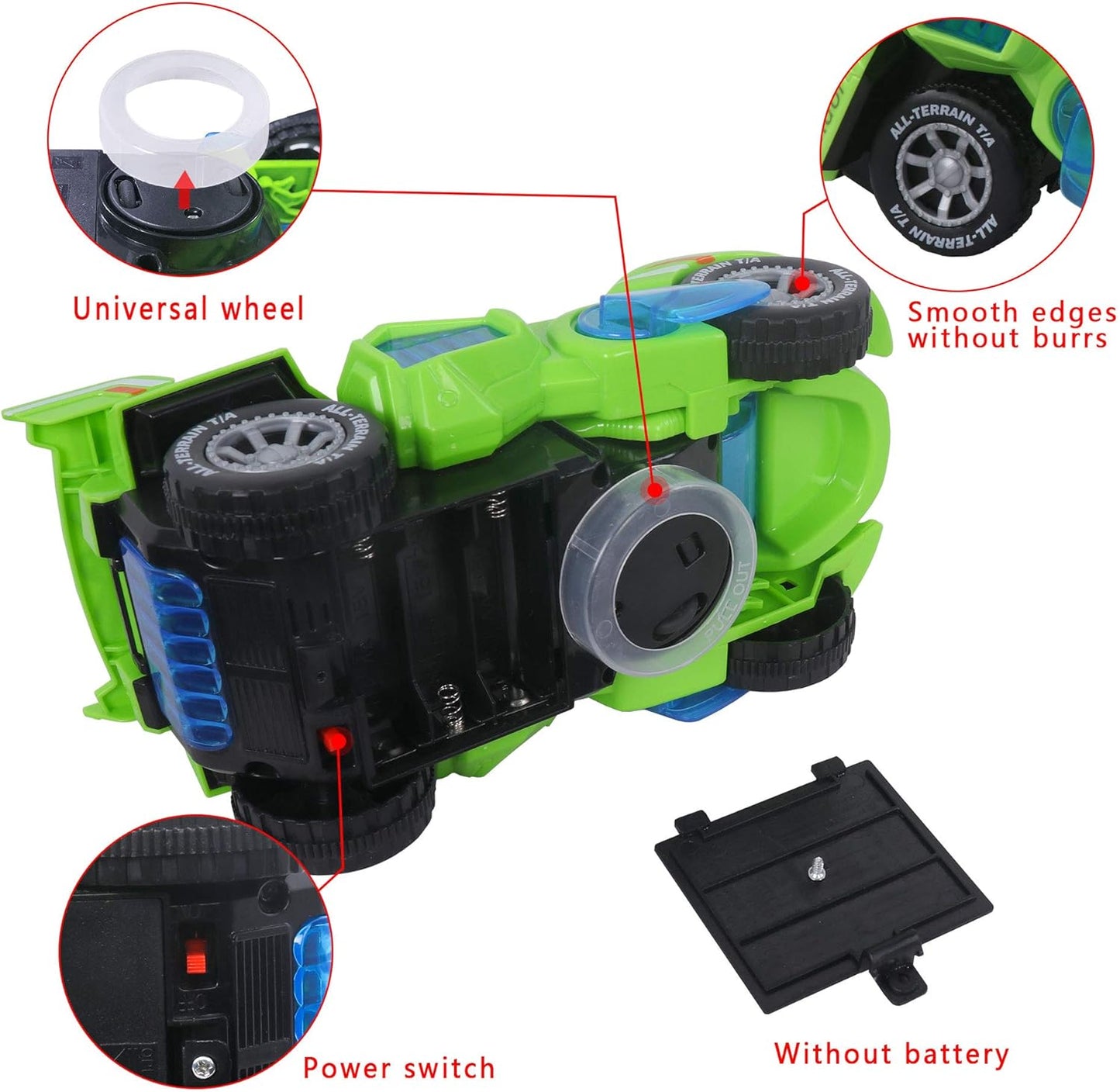 Toys for 3-6 Year Old Boys Transforming Car Toys with LED Light and Music Dinosaur Toy Birthday Gifts for 4 5 6 7 Year Old Boy (Green)