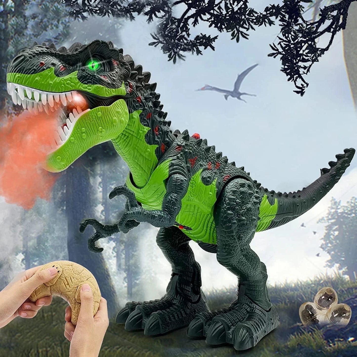 Remote Control Dinosaur Robot Toys for Kids 3-5,Realistic Walking Electronic Dinosaur Pet with Spray Roaring,Rc Toy for Age 3-12 Boys Girls