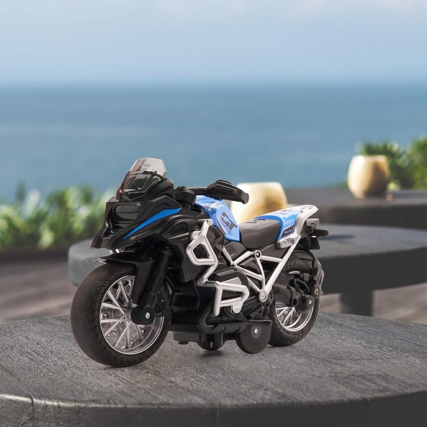 Diecast Motorcycle Toy - Pull Back Toy Cars with Sound and Light Toy,Motorcycle Toys for Boys,Toys for 3-9 Year Old Boys (Blue)