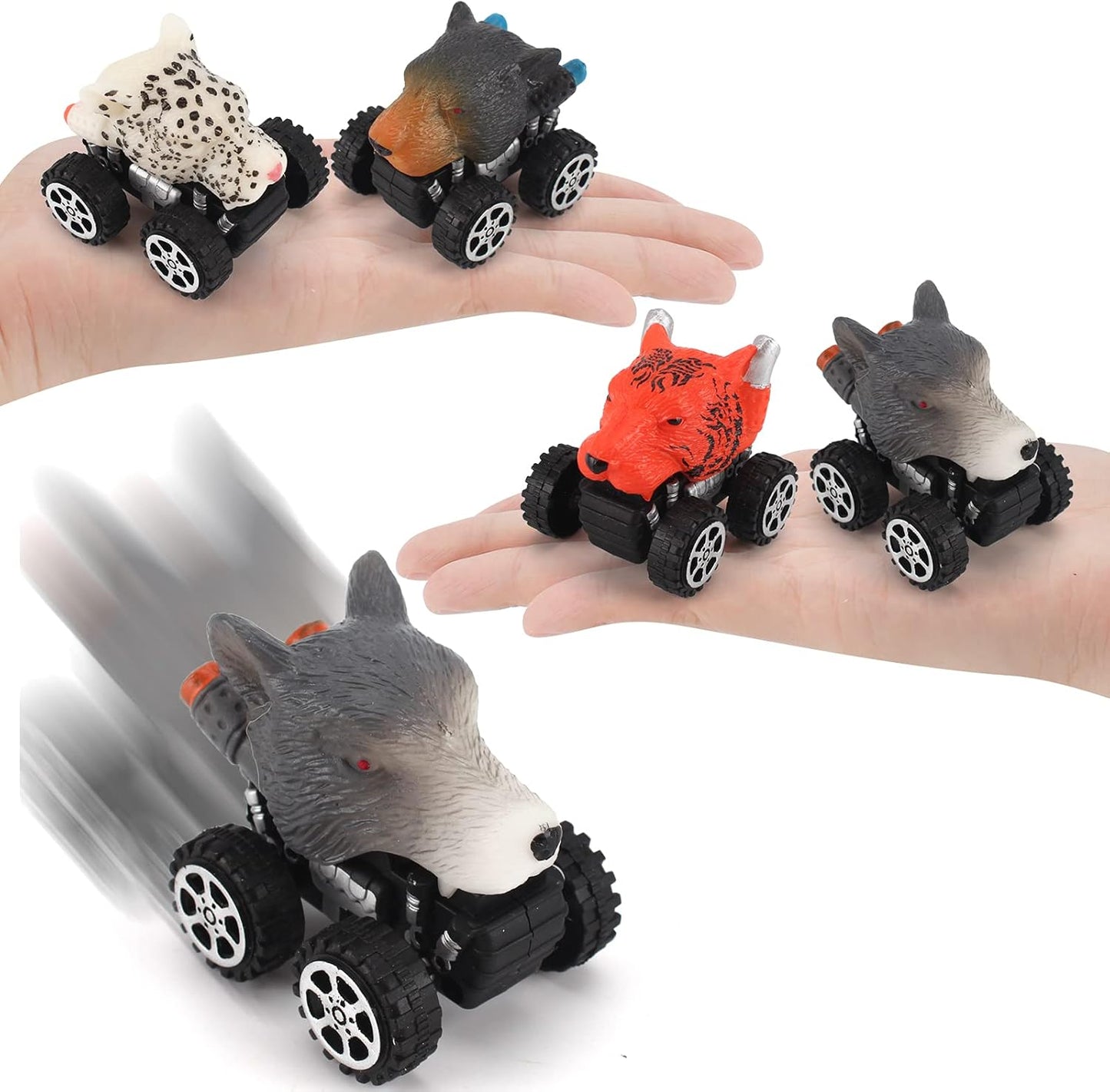 Animal Toy Pull Back Cars 4 Pack Animal Pull Back Vehicles Toys Kit for Boys and Toddlers Boy Animals Car Toy Pull Back Toy Cars Age 3 4 5 and Up