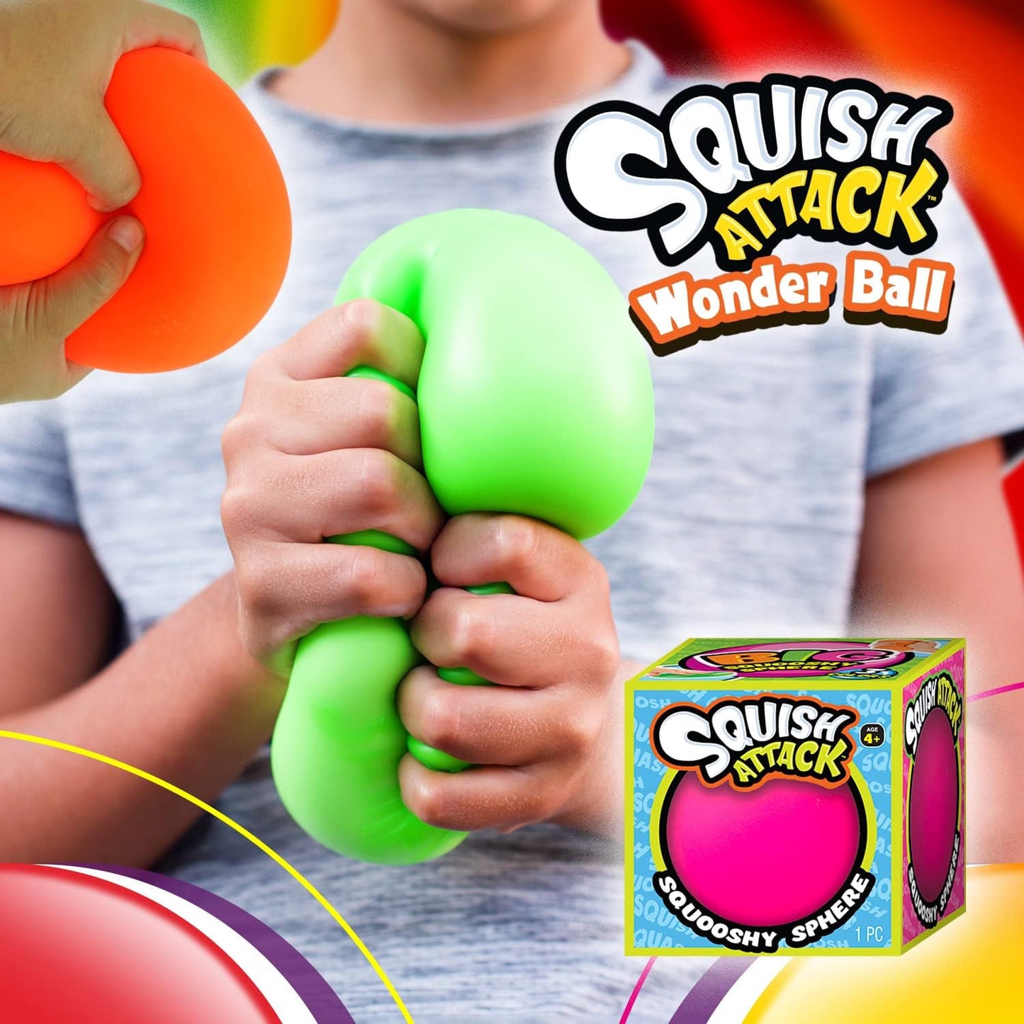 Giant Squishy Stress Balls (3 Toys Assorted) Fidget Balls for Kids. Stress Relief Therapy Autism ADHD Squeeze Toys. Sensory Tactile Office Desk Calming Objects. Bulk Stocking Stuffers. 5567-3P