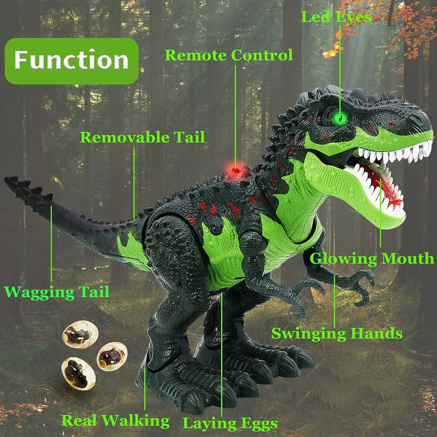 Remote Control Dinosaur Robot Toys for Kids 3-5,Realistic Walking Electronic Dinosaur Pet with Spray Roaring,Rc Toy for Age 3-12 Boys Girls