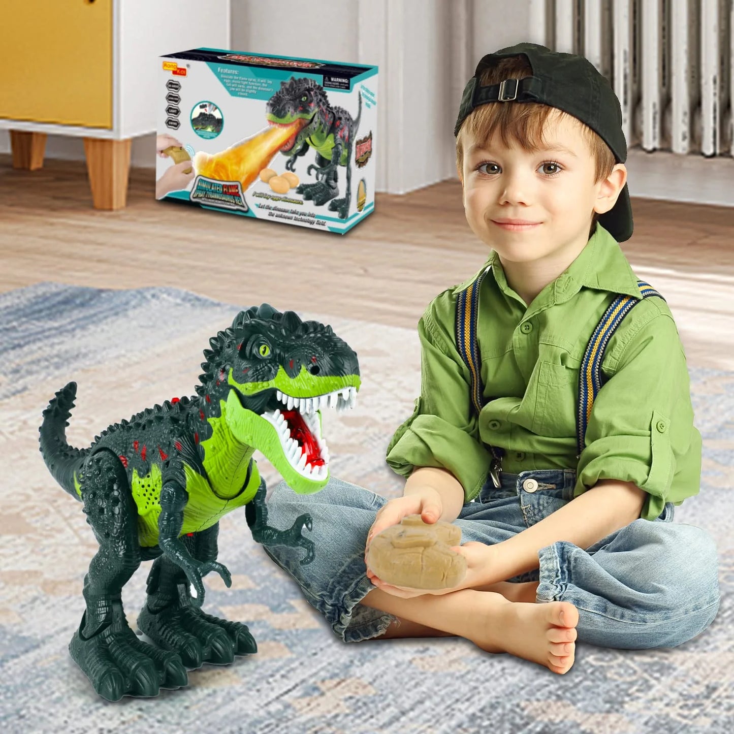 Remote Control Dinosaur Robot Toys for Kids 3-5,Realistic Walking Electronic Dinosaur Pet with Spray Roaring,Rc Toy for Age 3-12 Boys Girls