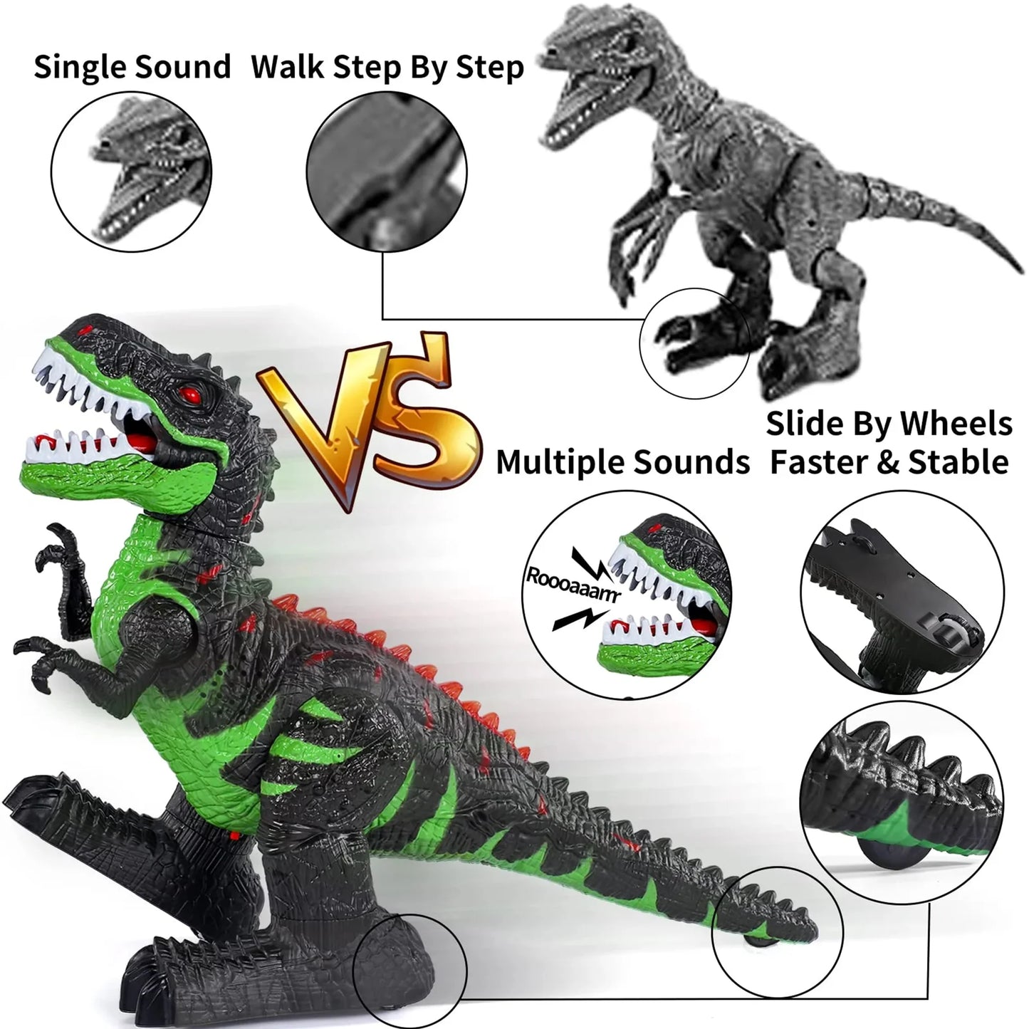 Remote Control Dinosaur Toys for Boys Girls, 2.4G RC Dinosaur Robot T-Rex with Light Sound, Kids Boy Toys Ages 3 4 5 6 7 8+ Year Old