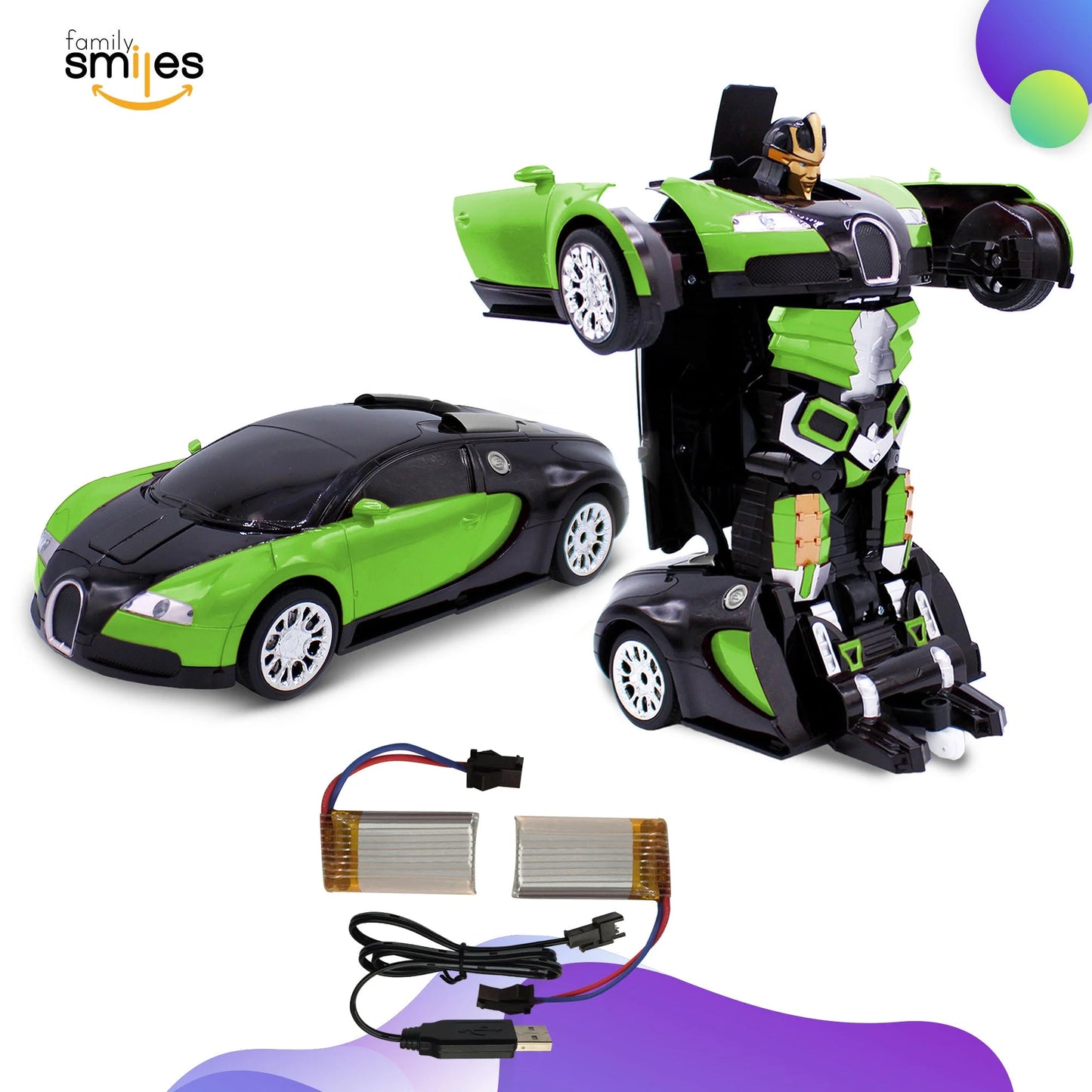Kids Transforming Robot RC Car Toys Boys 8-13 Remote Control Gift 2 Batteries