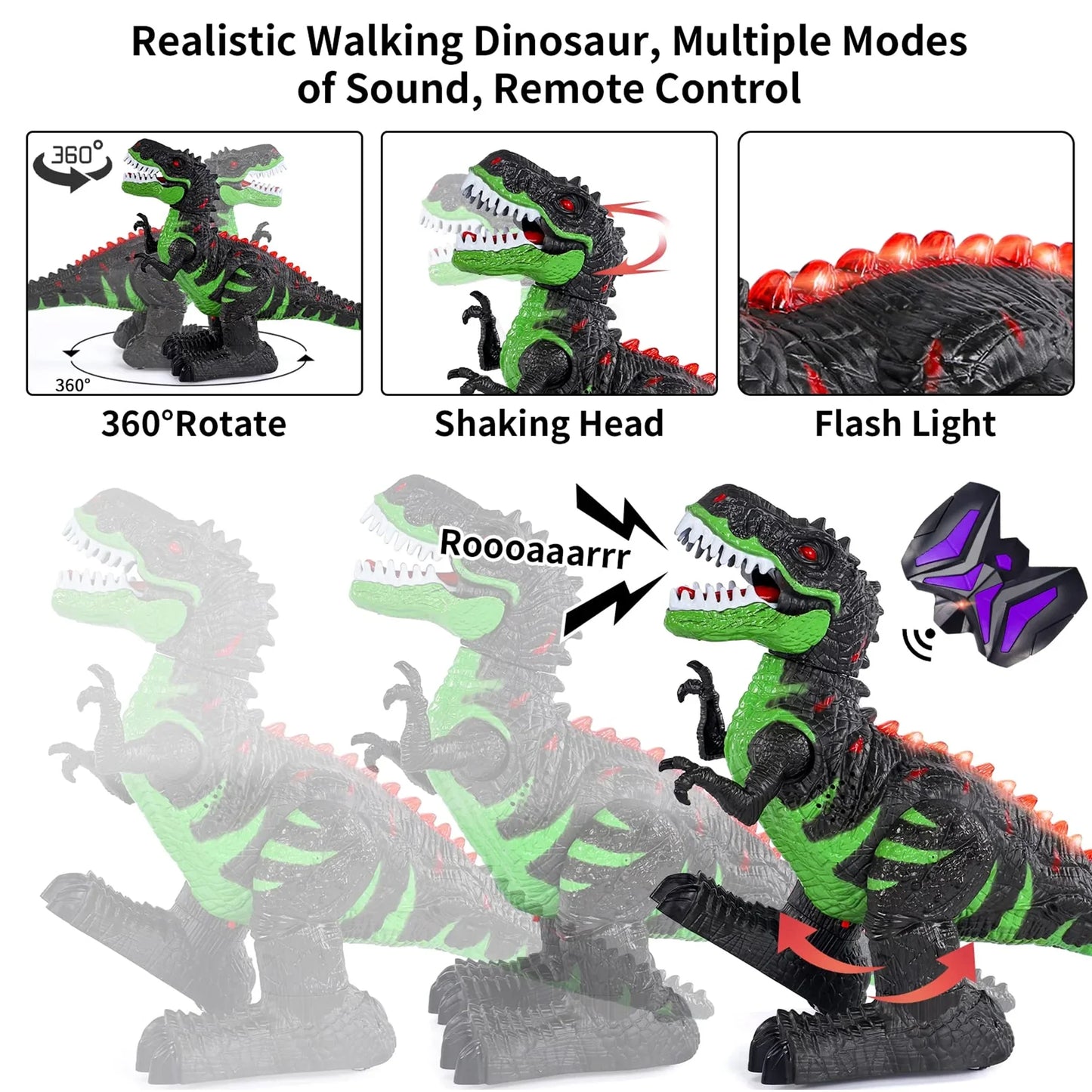 Remote Control Dinosaur Toys for Boys Girls, 2.4G RC Dinosaur Robot T-Rex with Light Sound, Kids Boy Toys Ages 3 4 5 6 7 8+ Year Old
