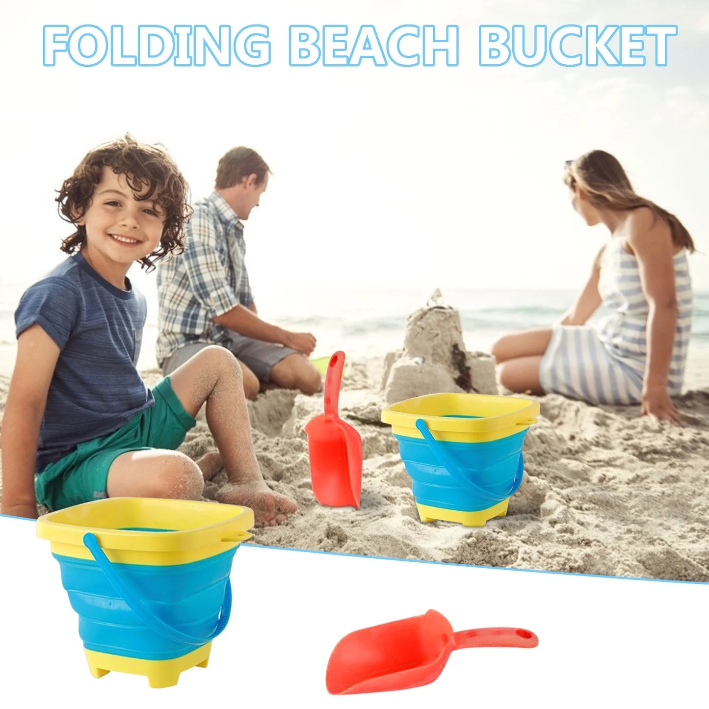 Soft Plastic Folding Bucket Portable Summer Beach Water Toy Telescopic Bucket