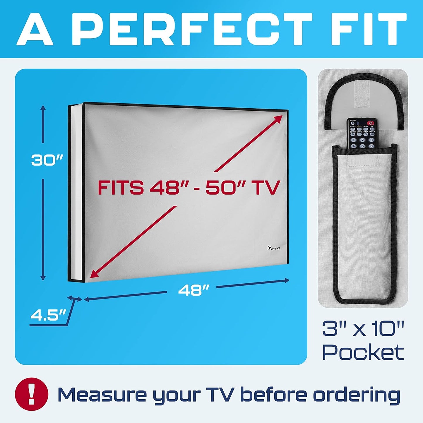 Outdoor TV Cover 50 Inch Weatherproof | TV Cover for outside | 50 Inch Outdoor Waterproof Smart Shield TV Screen Protector for Outside-Gray