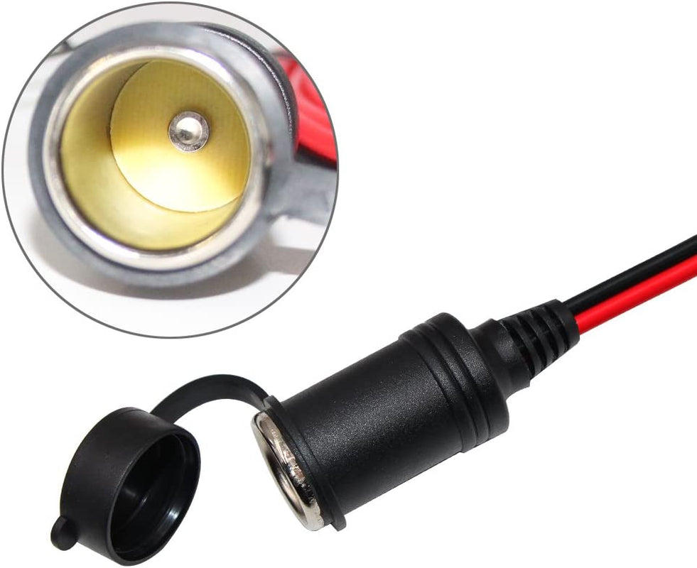 12FT Car Cigarette Lighter Extension Cord 12FT - Male Plug to Female Socket 16AWG Heavy Duty Extension Cable with LED Lights Power for Tire Pump, Air Compressor (12FT)