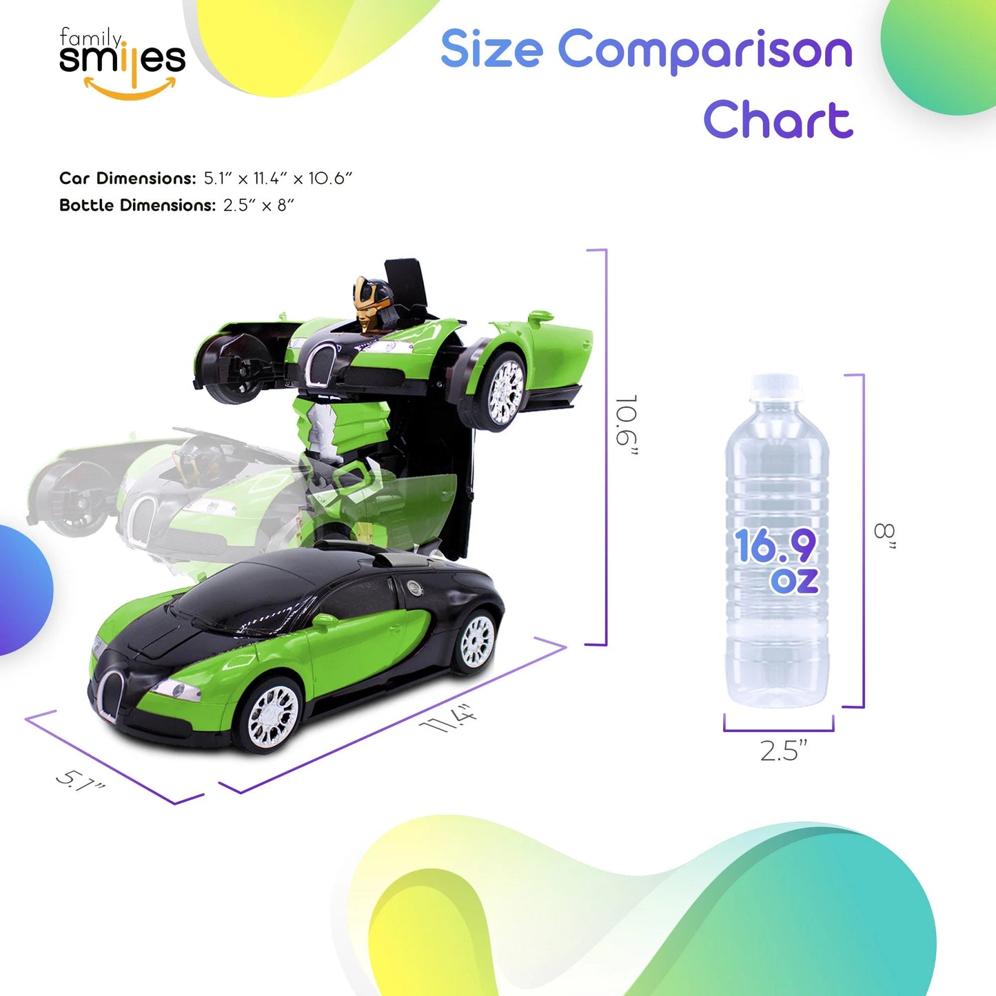 Kids Transforming Robot RC Car Toys Boys 8-13 Remote Control Gift 2 Batteries
