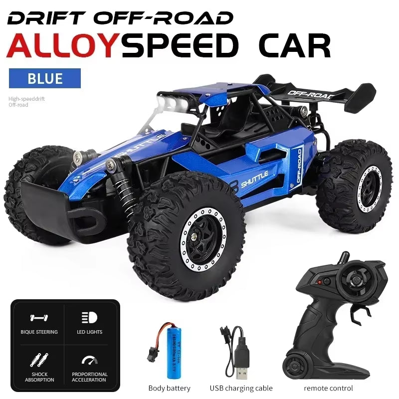 RC Car 2.4Gh Model with LED Lights 2WD High Speed Off-Road Remote Control Climbing Vehicle Outdoor Cars Drift Kid Toys Boys Gift