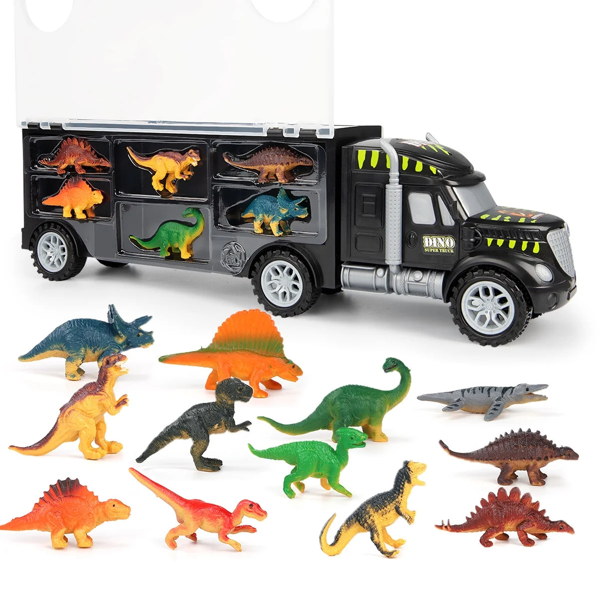 Dinosaur Toys for Kids 3-7, Dinosaur Truck Carrier Toy with 15 Dinosaur Toys, Perfect Dinosaur Toys for Boys Age 3 & up with Dinosaur Figures for Toddlers Birthday Gifts Toys for 3 4 5 6 7 Years Old