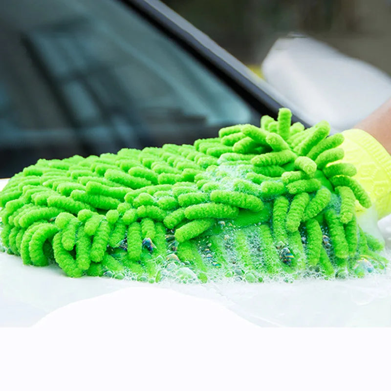 1PCS Car Wash Chenille Microfiber Car Wash Glove Mitt Soft Mesh Backing Cleaning Tools Auto Acessories Car Detailing