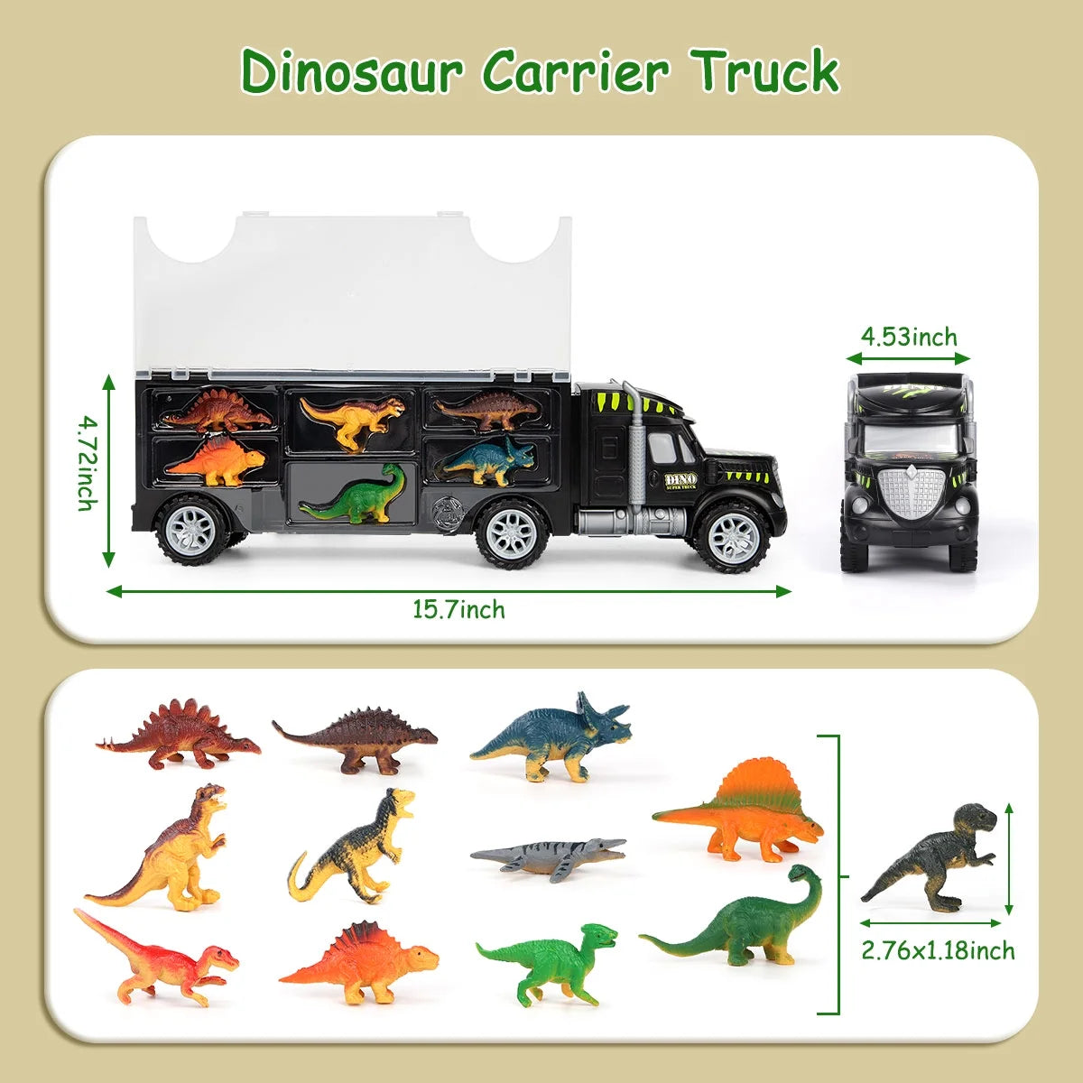 Dinosaur Toys for Kids 3-7, Dinosaur Truck Carrier Toy with 15 Dinosaur Toys, Perfect Dinosaur Toys for Boys Age 3 & up with Dinosaur Figures for Toddlers Birthday Gifts Toys for 3 4 5 6 7 Years Old
