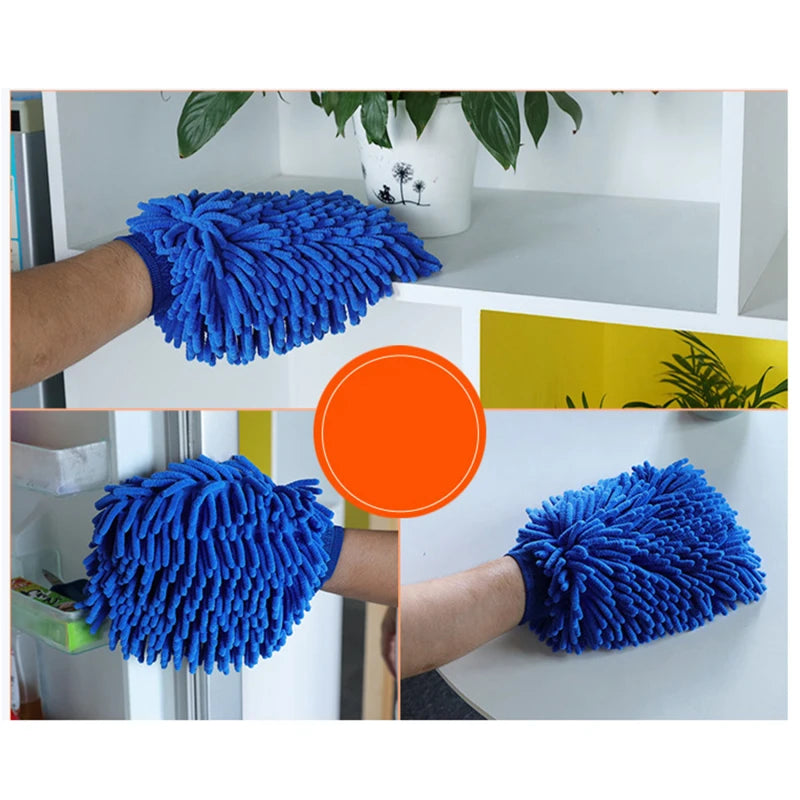 Car Wash Gloves Chenille Glove Plush Rags Thickened Double-Sided Supplies Cleaning Tools Auto Acessories Detailing