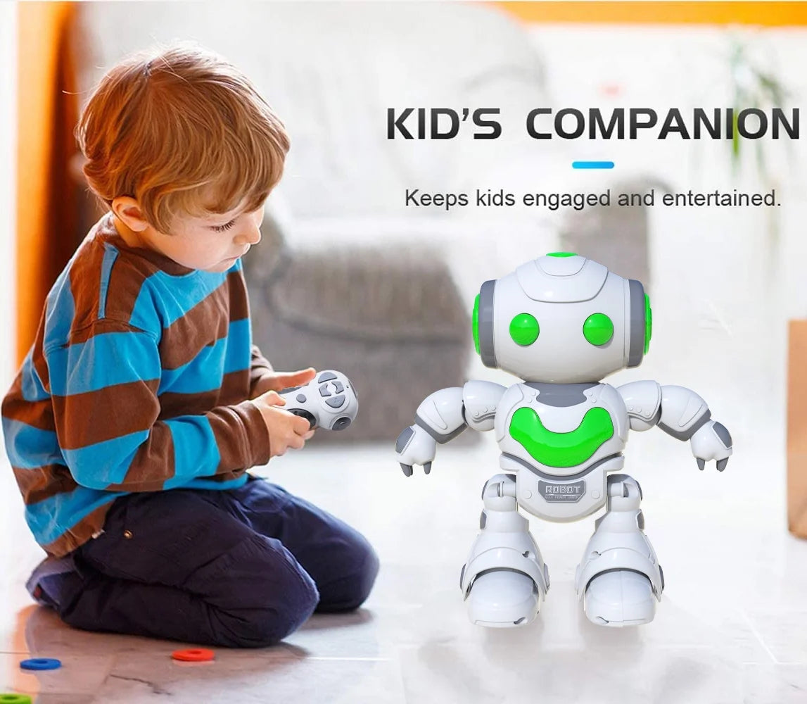Kids Electronic RC Intelligent Walking Dancing Samrt Robot Toy Music/Light,Educational Toys - White
