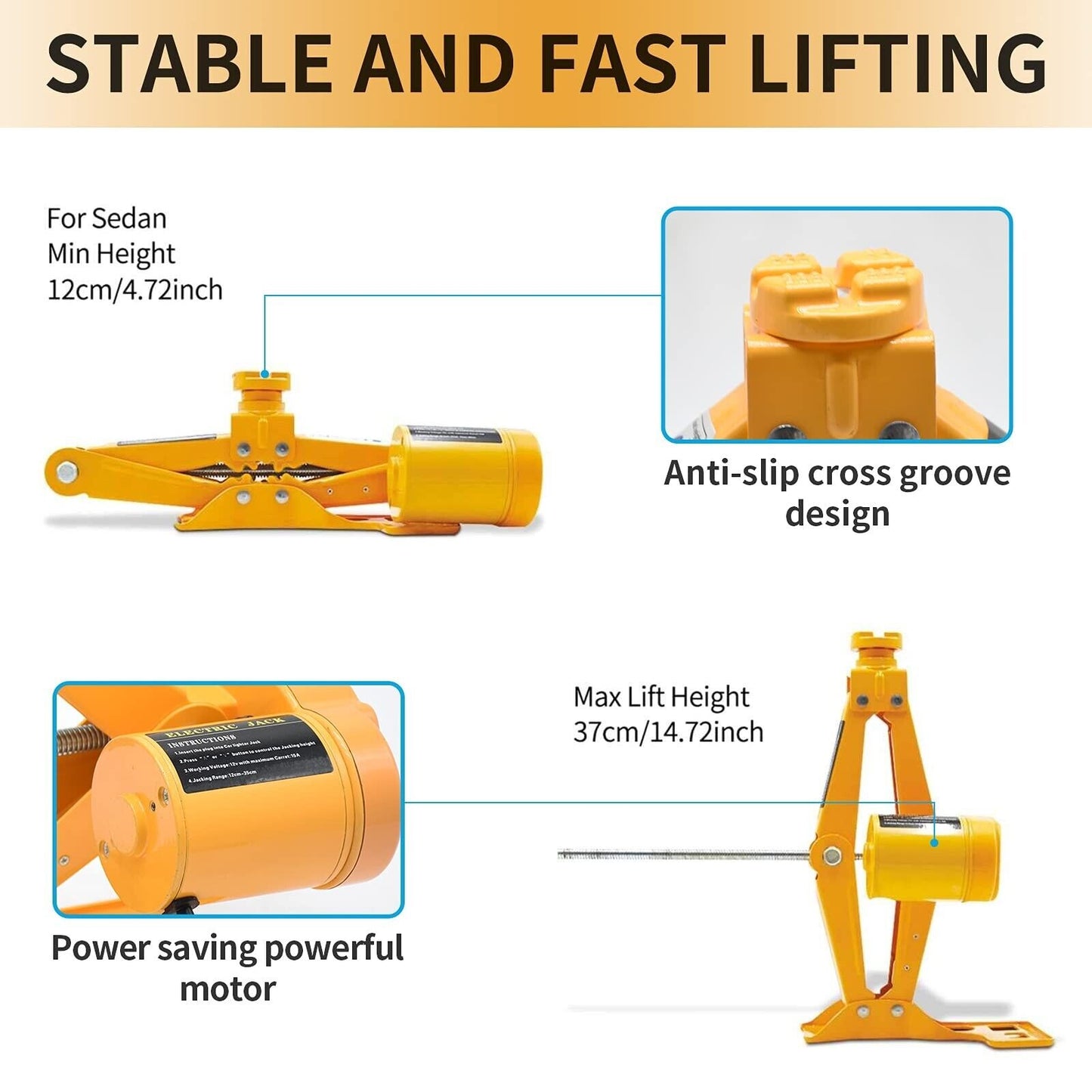 Electric Car Jack 2 Ton 12V Electric Scissor Jack with Storage Box for Car SU...