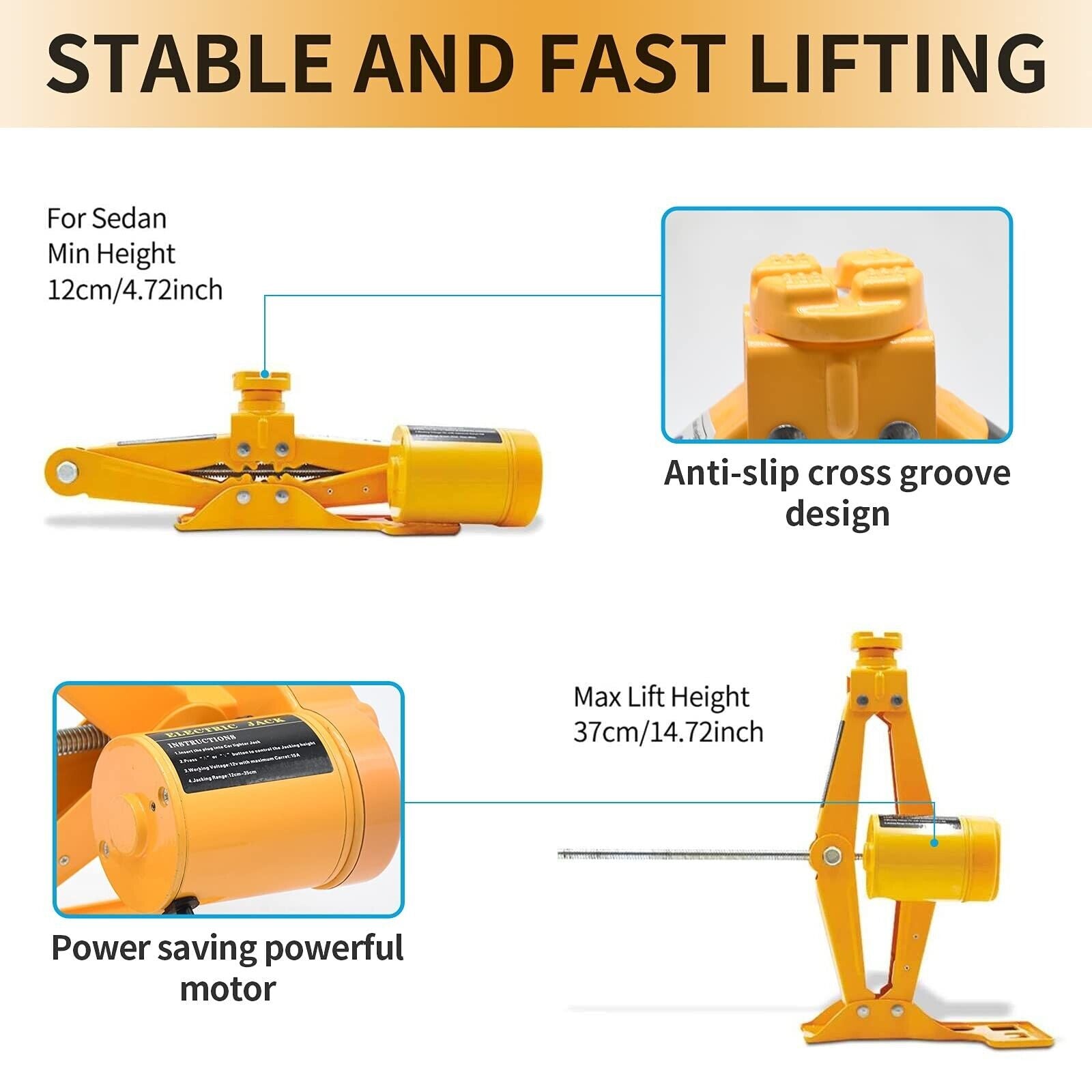 Electric Car Jack 2 Ton 12V Electric Scissor Jack with Storage Box for Car SU...