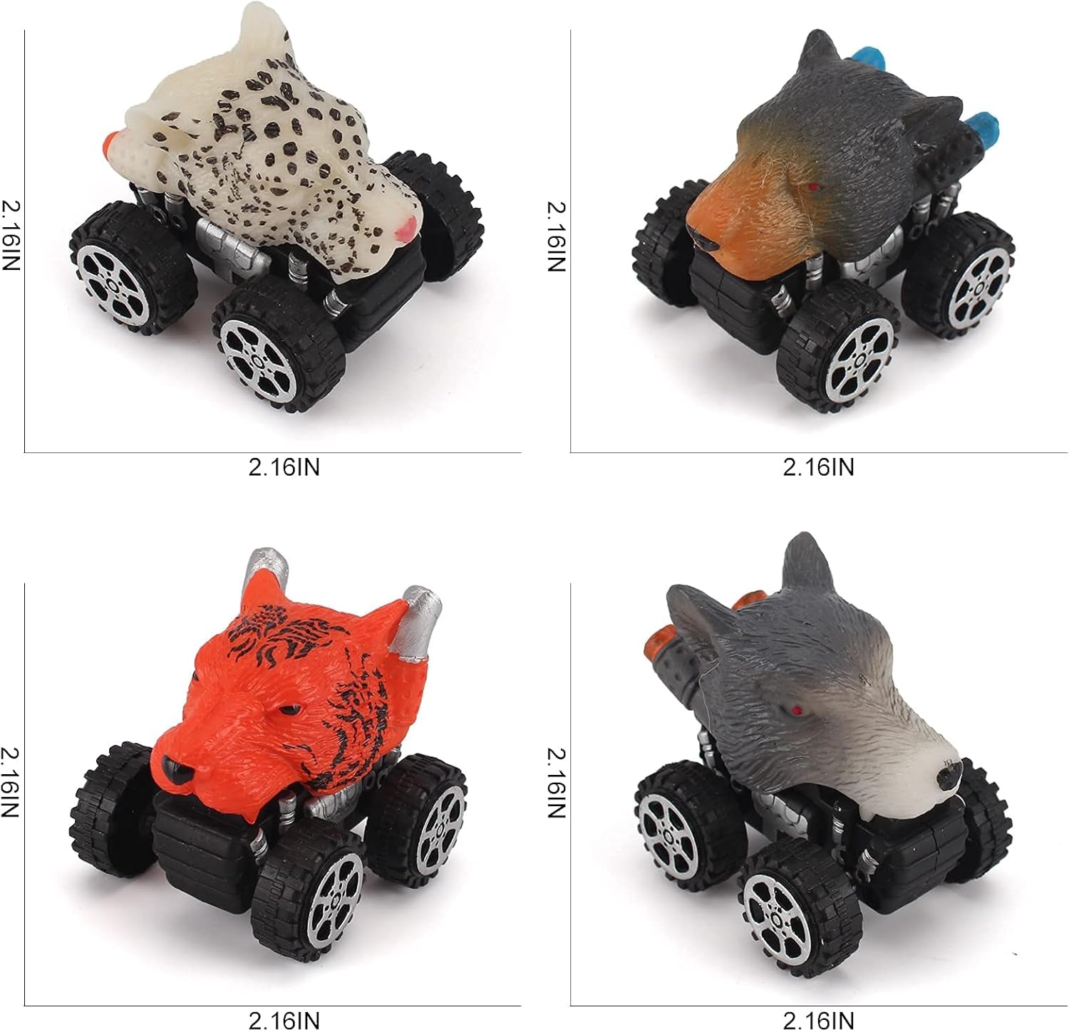 Animal Toy Pull Back Cars 4 Pack Animal Pull Back Vehicles Toys Kit for Boys and Toddlers Boy Animals Car Toy Pull Back Toy Cars Age 3 4 5 and Up