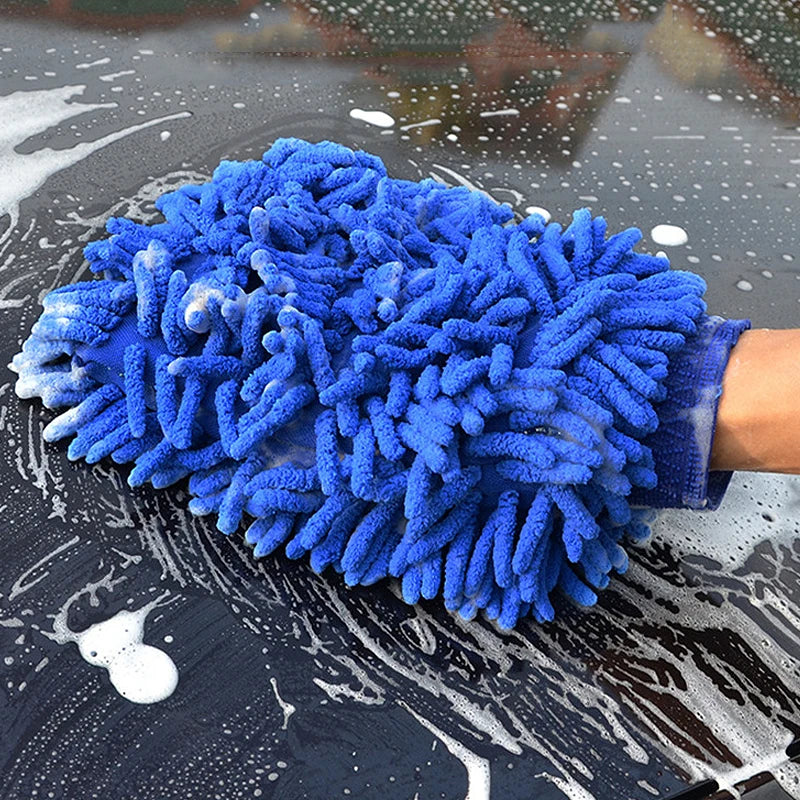 1PCS Car Wash Chenille Microfiber Car Wash Glove Mitt Soft Mesh Backing Cleaning Tools Auto Acessories Car Detailing