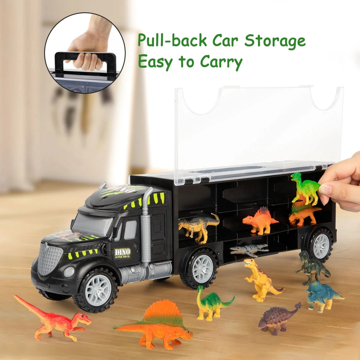 Dinosaur Toys for Kids 3-7, Dinosaur Truck Carrier Toy with 15 Dinosaur Toys, Perfect Dinosaur Toys for Boys Age 3 & up with Dinosaur Figures for Toddlers Birthday Gifts Toys for 3 4 5 6 7 Years Old