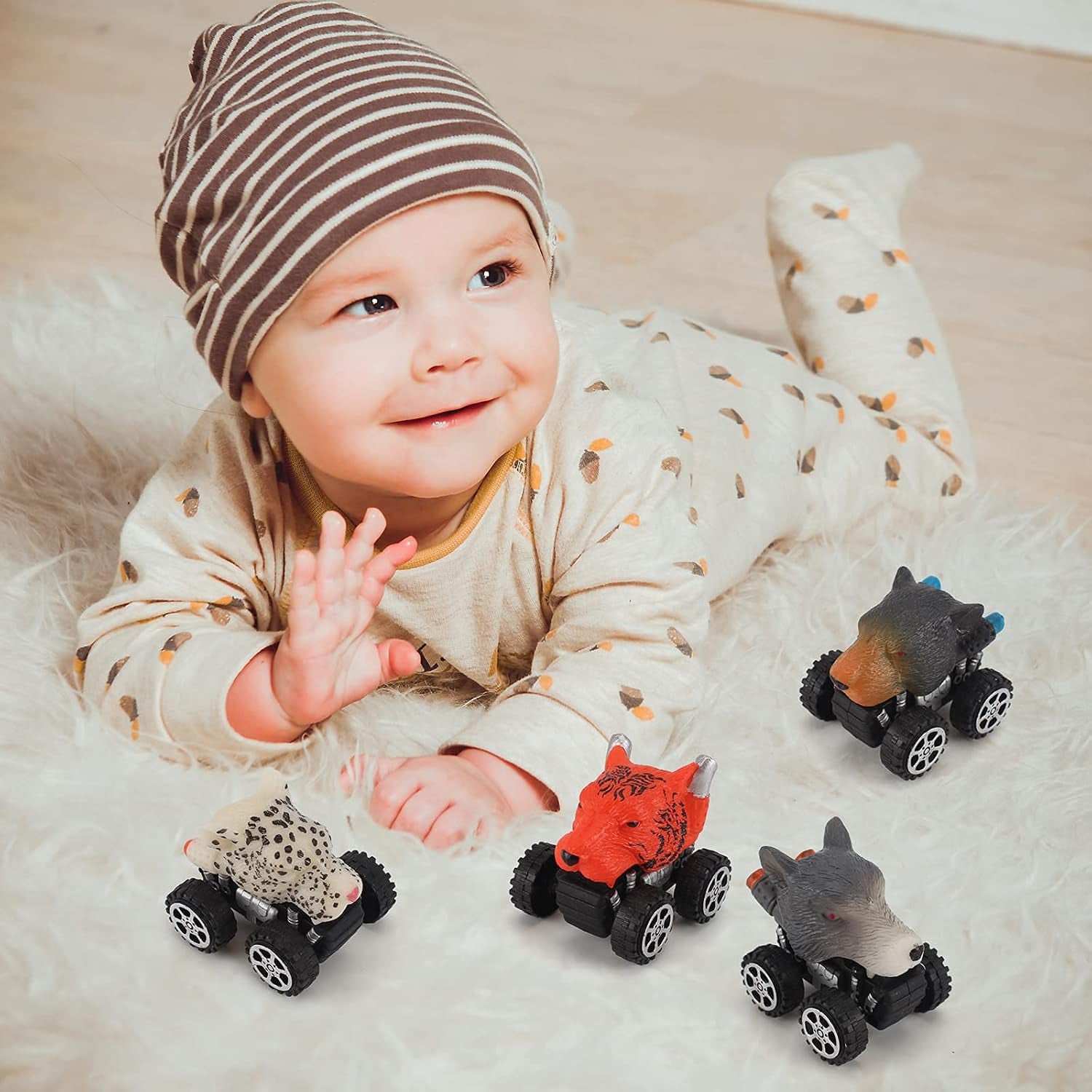 Animal Toy Pull Back Cars 4 Pack Animal Pull Back Vehicles Toys Kit for Boys and Toddlers Boy Animals Car Toy Pull Back Toy Cars Age 3 4 5 and Up