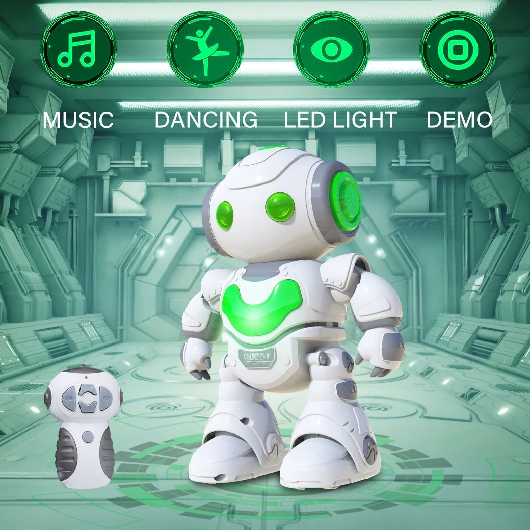 Kids Electronic RC Intelligent Walking Dancing Samrt Robot Toy Music/Light,Educational Toys - White