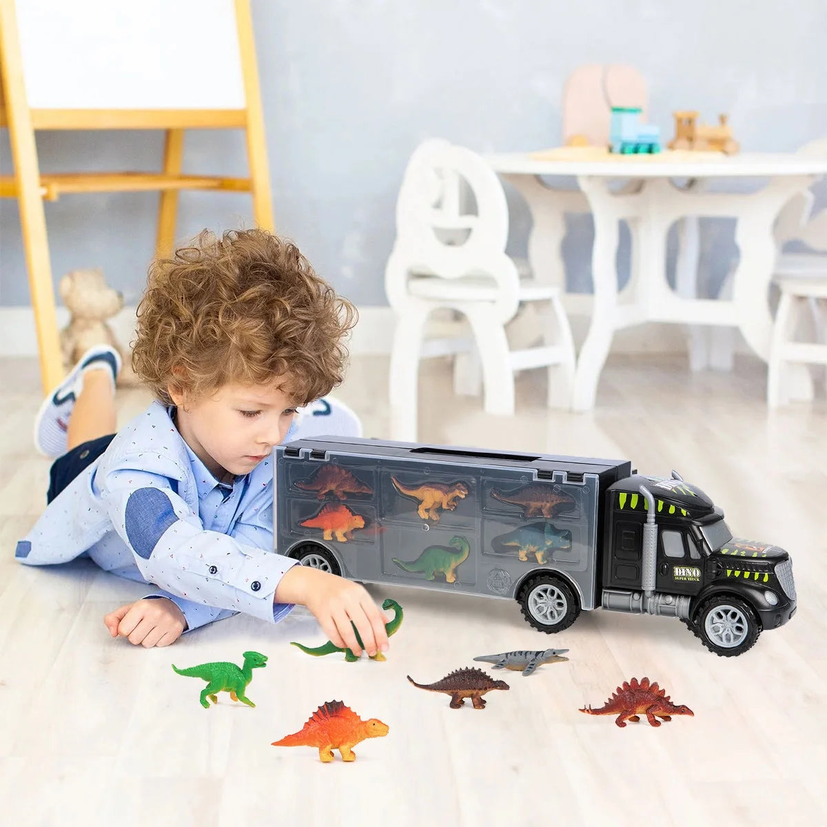 Dinosaur Toys for Kids 3-7, Dinosaur Truck Carrier Toy with 15 Dinosaur Toys, Perfect Dinosaur Toys for Boys Age 3 & up with Dinosaur Figures for Toddlers Birthday Gifts Toys for 3 4 5 6 7 Years Old