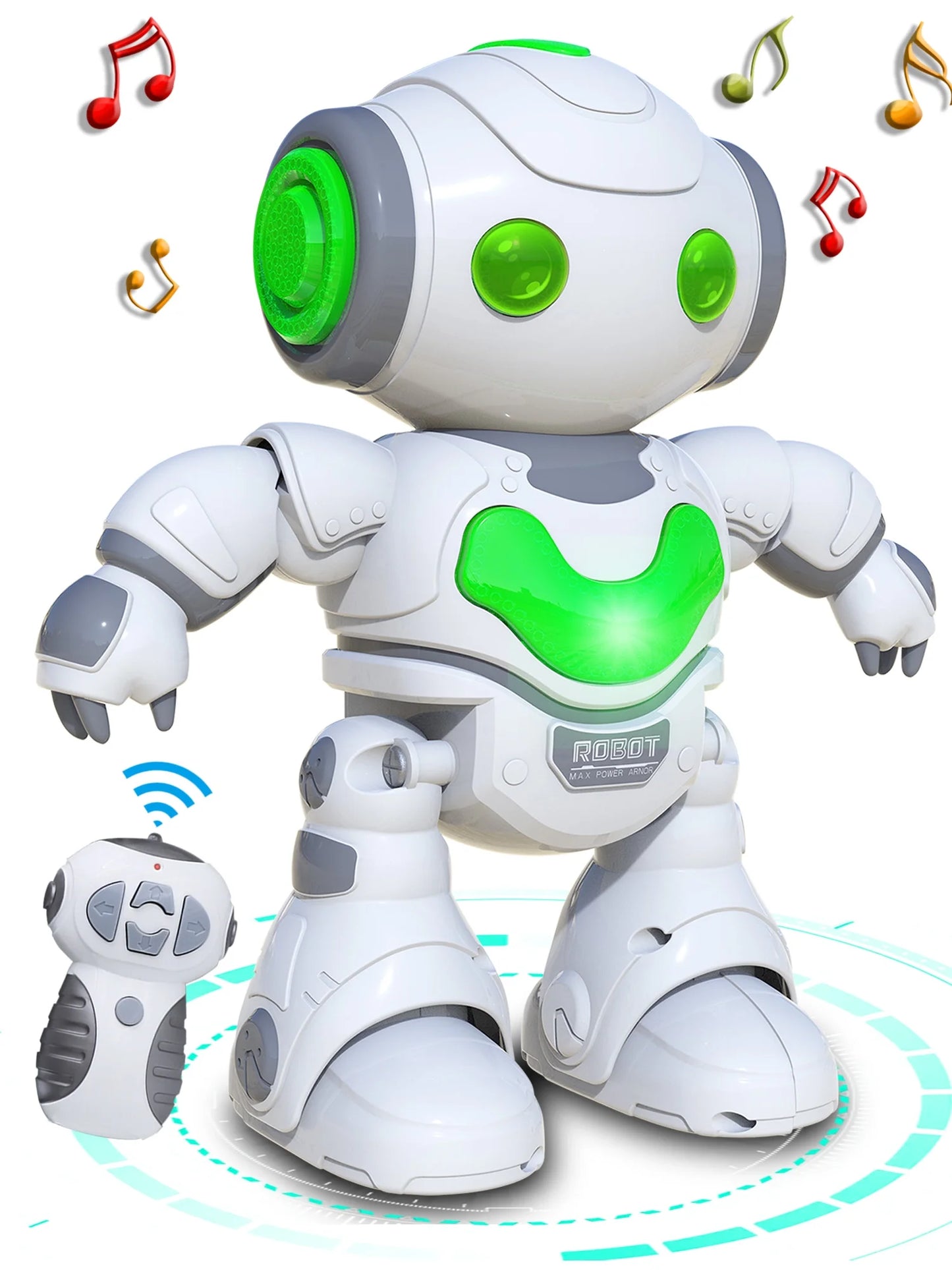 Kids Electronic RC Intelligent Walking Dancing Samrt Robot Toy Music/Light,Educational Toys - White