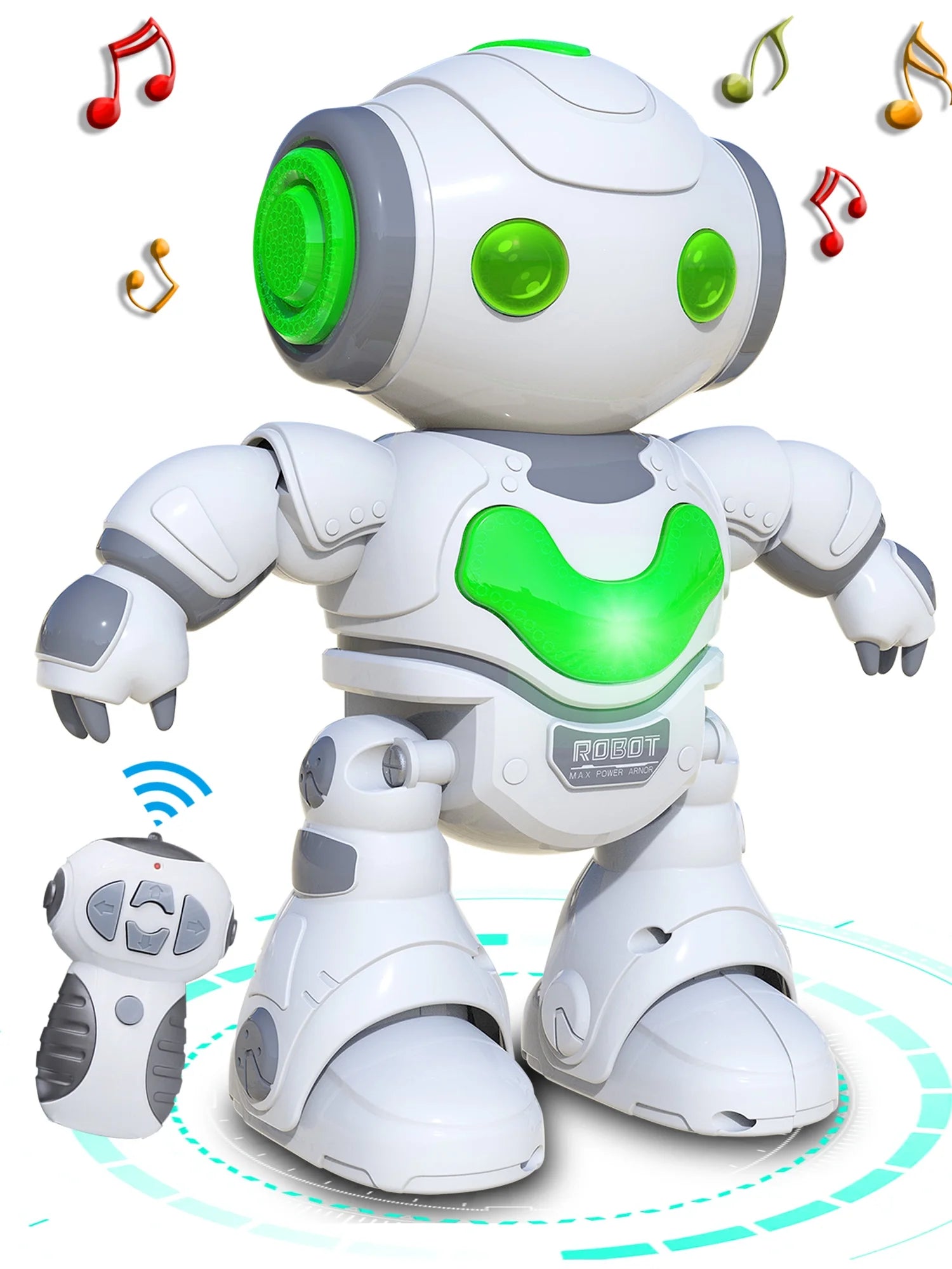 Kids Electronic RC Intelligent Walking Dancing Samrt Robot Toy Music/Light,Educational Toys - White