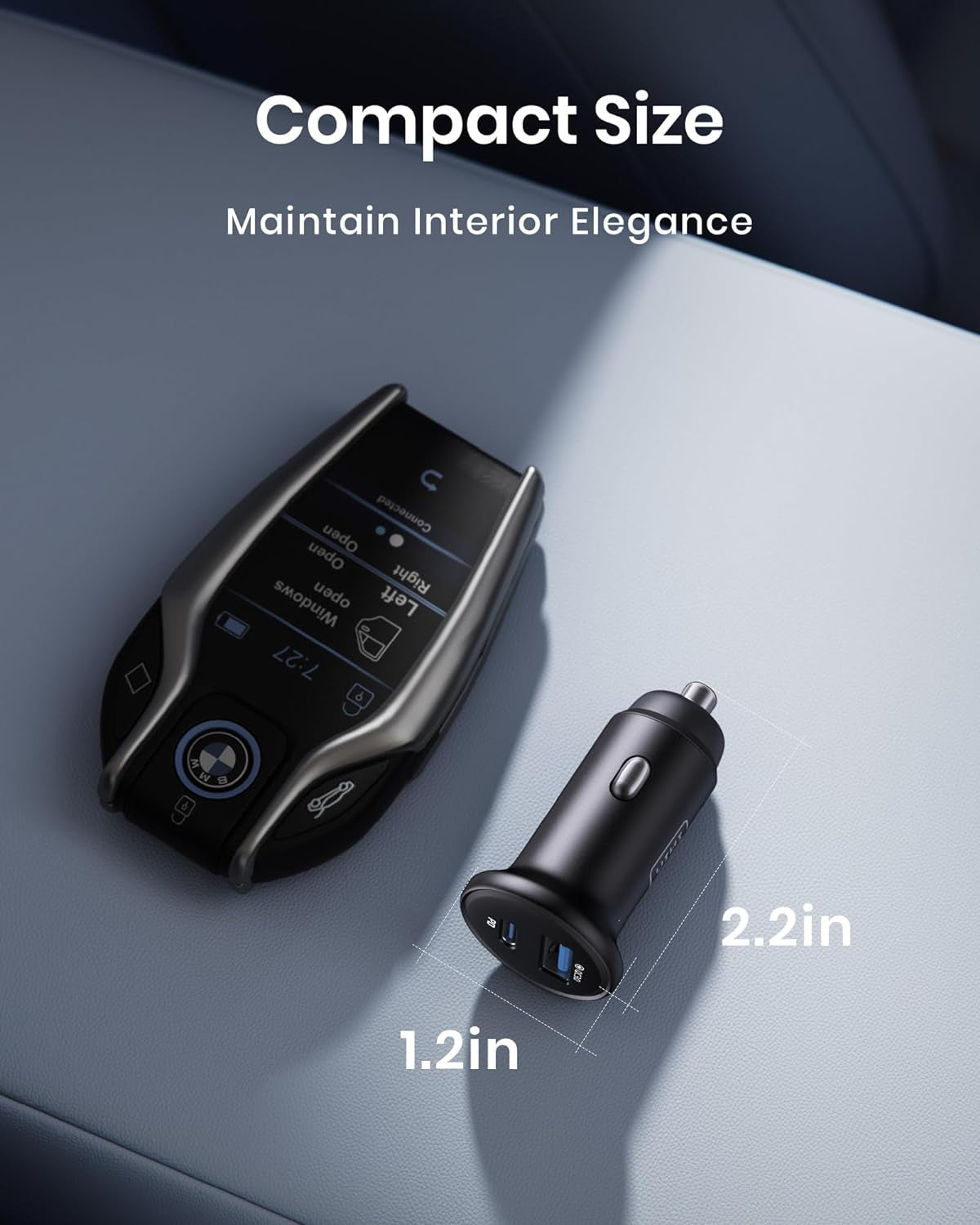 USB C Car Charger, 66W USB-C & USB-A Fast Charging Cigarette Lighter Adapter, Car Power Adapter PD QC3.0 Mini Car Phone Charger, for Iphone 16 15 14 Pro Max Samsung Galaxy S25 S24 S23, Ipad Pro