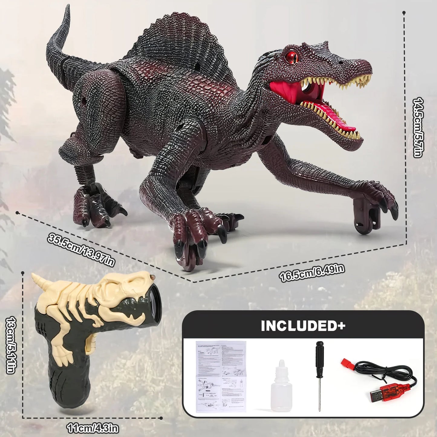 Remote Control Dinosaur Toys for Boys 3-6 Years, Electronic RC Spinosaurus Robot Dinosaurs with Spray & Light & Roar, Realistic Walking T-Rex Toys Christmas Gifts for Boys and Girls 6-12
