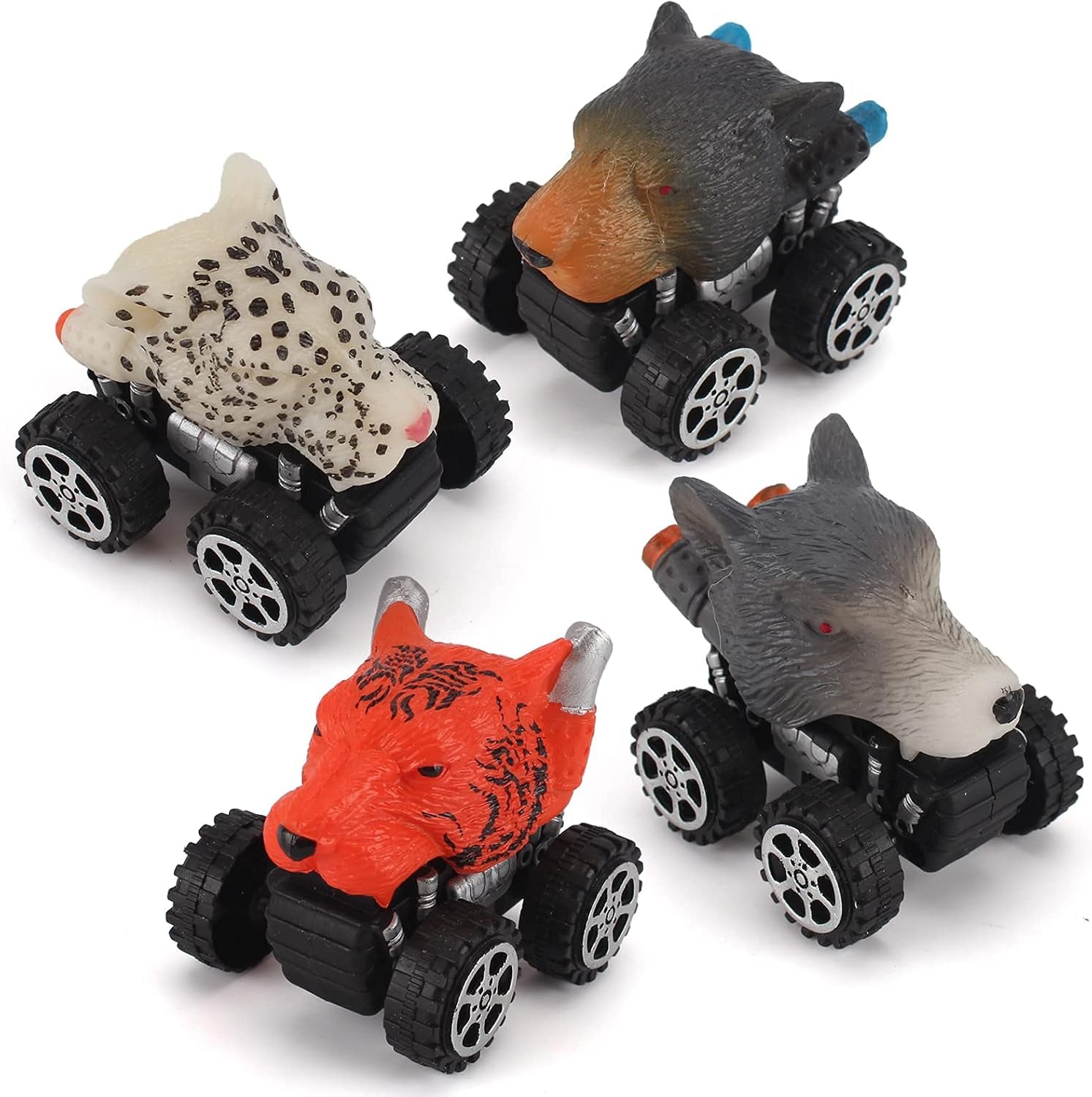 Animal Toy Pull Back Cars 4 Pack Animal Pull Back Vehicles Toys Kit for Boys and Toddlers Boy Animals Car Toy Pull Back Toy Cars Age 3 4 5 and Up