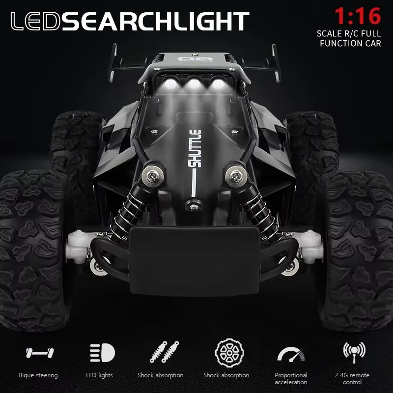 RC Car 2.4Gh Model with LED Lights 2WD High Speed Off-Road Remote Control Climbing Vehicle Outdoor Cars Drift Kid Toys Boys Gift