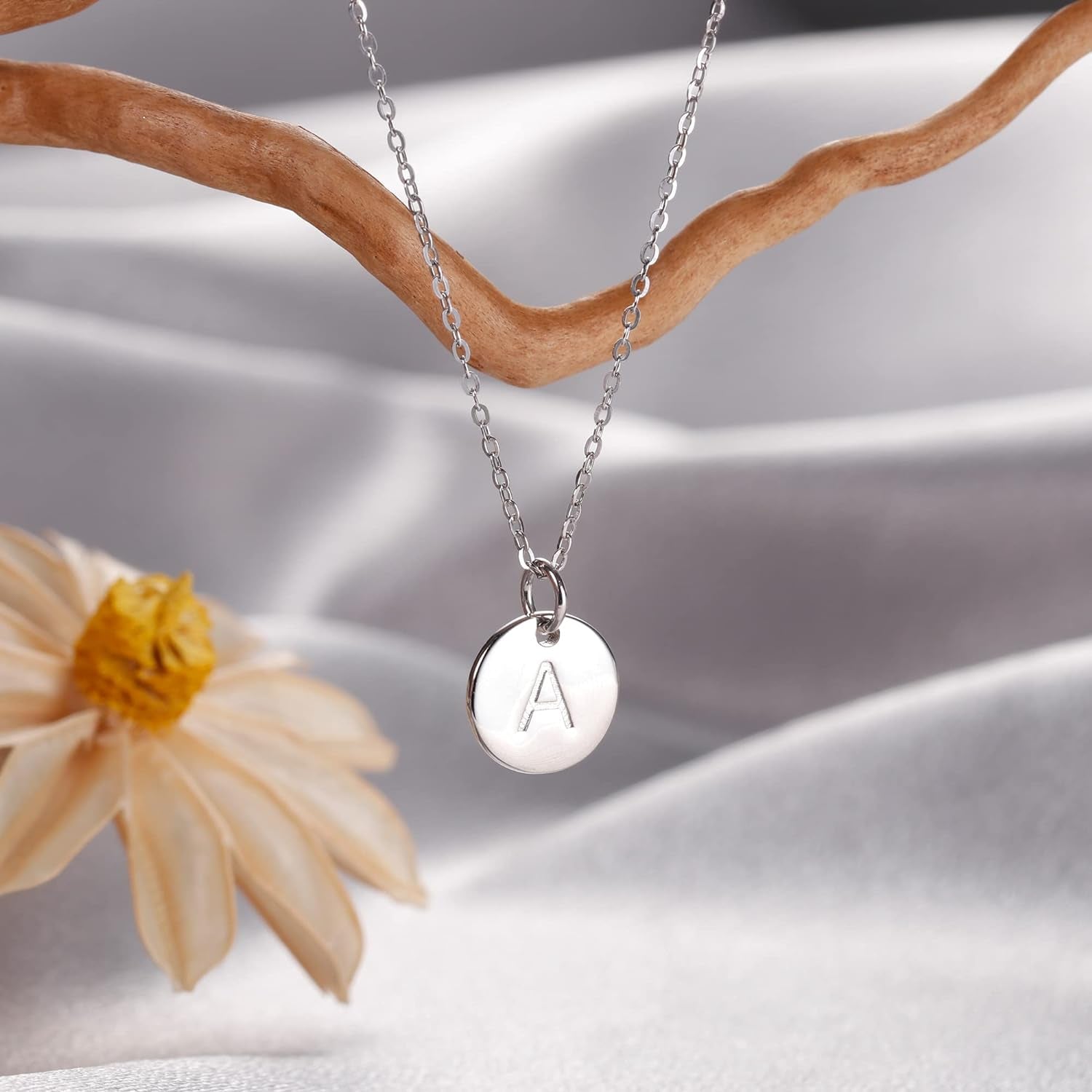 Disc Initial Necklace Gifts for Girls - 14K Gold Filled/Rose Gold/S925 Sterling Silver Disc Initial Necklaces Personalized Birthday Gift Tiny Initial Necklace Jewelry for Girls Women