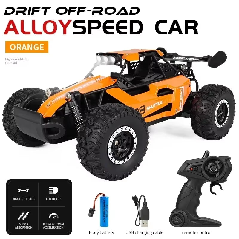 RC Car 2.4Gh Model with LED Lights 2WD High Speed Off-Road Remote Control Climbing Vehicle Outdoor Cars Drift Kid Toys Boys Gift