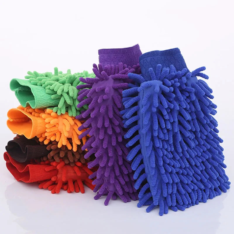 1PCS Car Wash Chenille Microfiber Car Wash Glove Mitt Soft Mesh Backing Cleaning Tools Auto Acessories Car Detailing