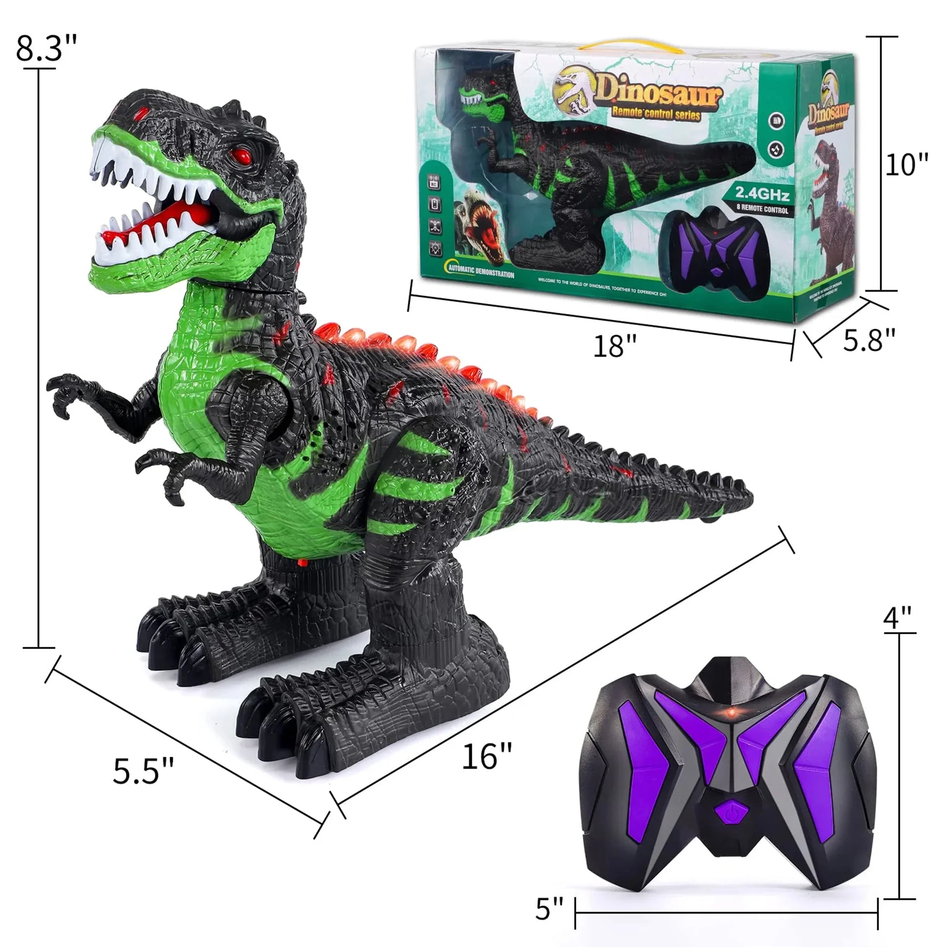 Remote Control Dinosaur Toys for Boys Girls, 2.4G RC Dinosaur Robot T-Rex with Light Sound, Kids Boy Toys Ages 3 4 5 6 7 8+ Year Old