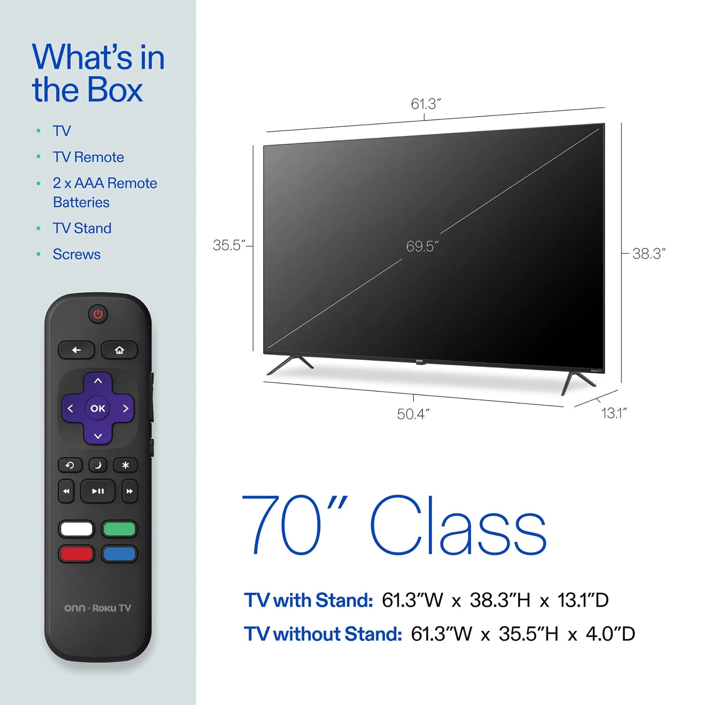 70” Class 4K UHD (2160P) LED Roku Smart Television HDR (100012588)