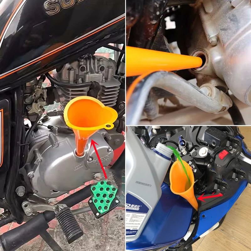Car Funnel Gasoline Oil Fuel Filling Tools Anti-Splash Plastic Long Stem Funnel Motorcycle Refueling Tools Auto Accessories