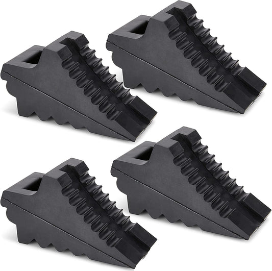 Wheel Chocks for Cars, Rvs, Trucks, Trailers, and Vehicles G.V.W. up to 8T, 4 Pack - anti Slip Bottom Tire Chock for All Weather Use - RV, Travel Trailer, Pop up Camper Accessory