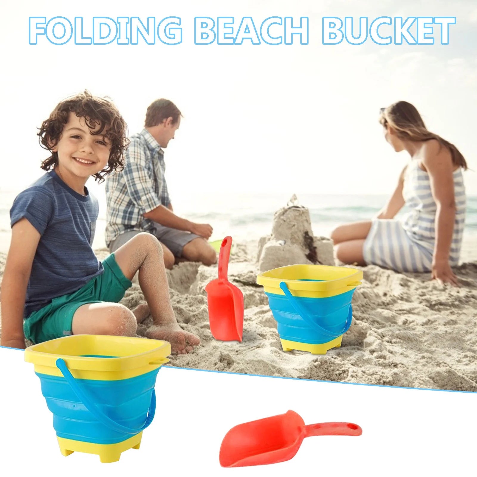 Soft Plastic Folding Bucket Portable Summer Beach Water Toy Telescopic Bucket