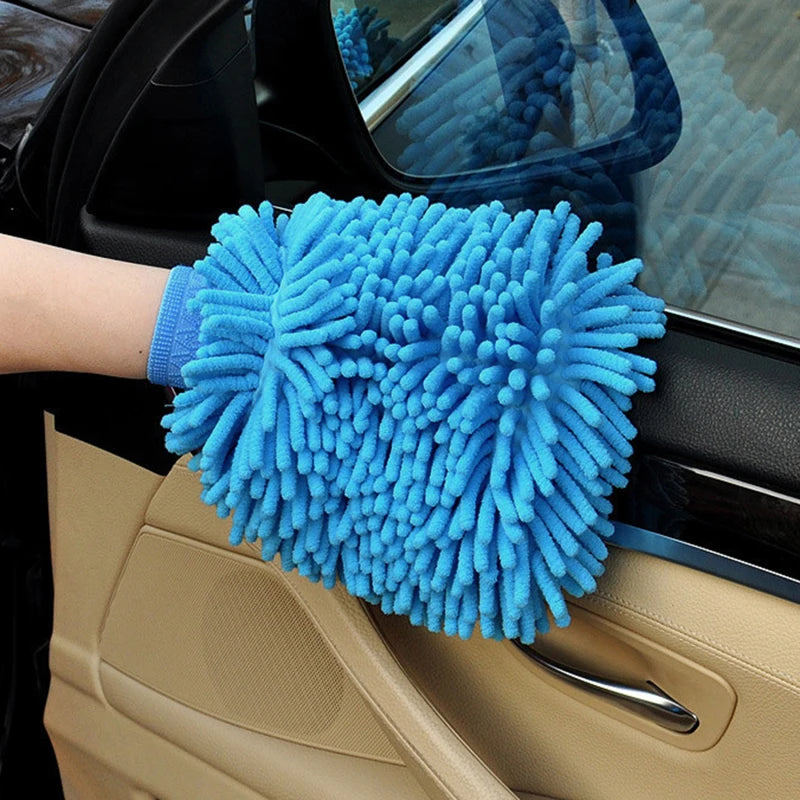 Car Wash Gloves Chenille Glove Plush Rags Thickened Double-Sided Supplies Cleaning Tools Auto Acessories Detailing