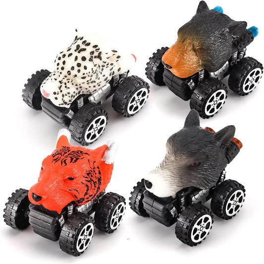 Animal Toy Pull Back Cars 4 Pack Animal Pull Back Vehicles Toys Kit for Boys and Toddlers Boy Animals Car Toy Pull Back Toy Cars Age 3 4 5 and Up