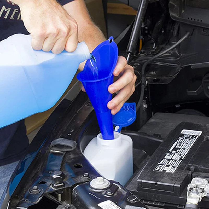 Car Funnel Gasoline Oil Fuel Filling Tools Anti-Splash Plastic Long Stem Funnel Motorcycle Refueling Tools Auto Accessories